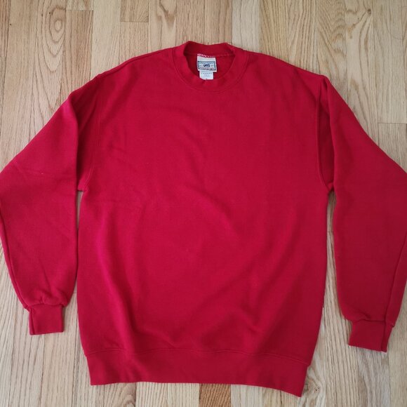 Vintage Lee Men Heavyweight Sweatshirt Y2K 90s Blank Crewneck Red Cotton Blend S - Picture 1 of 4